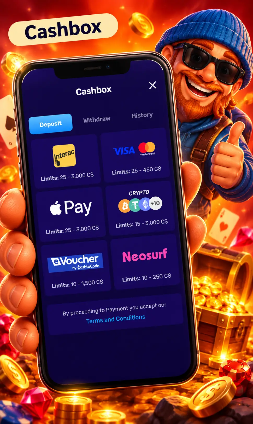 magic365 cashier with deposit methods and limits for a Canadian account